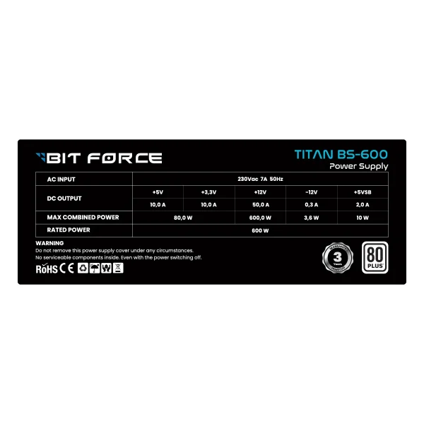 BIT FORCE napajanje 500W 80PLUS TITAN BS-500 ATX 2.31