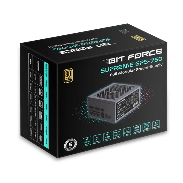 BIT FORCE napajanje 750W 80PLUS GOLD SUPREME GPS-750 modularno ATX 3.1 PCI-E 5.1 FDB