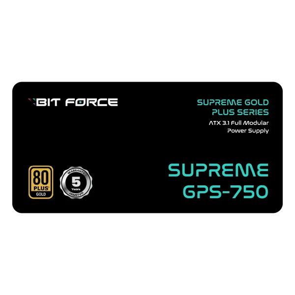 BIT FORCE napajanje 750W 80PLUS GOLD SUPREME GPS-750 modularno ATX 3.1 PCI-E 5.1 FDB