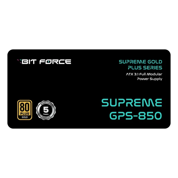 BIT FORCE napajanje 850W 80PLUS GOLD SUPREME GPS-850 modularno ATX 3.1 PCI-E 5.1 FDB